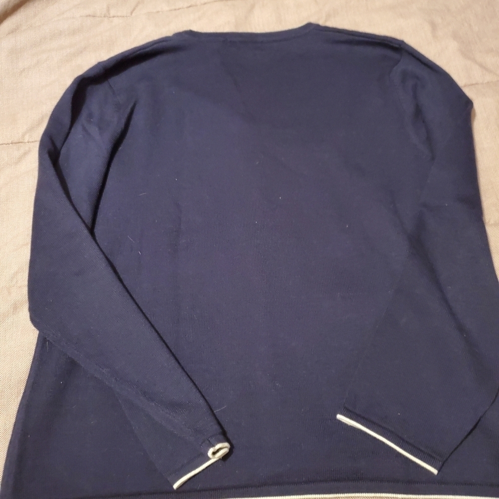Womens Sport Haley Argyle Golf Cardigan Navy Blue Cream Sz L Dark Academia - Picture 10 of 10